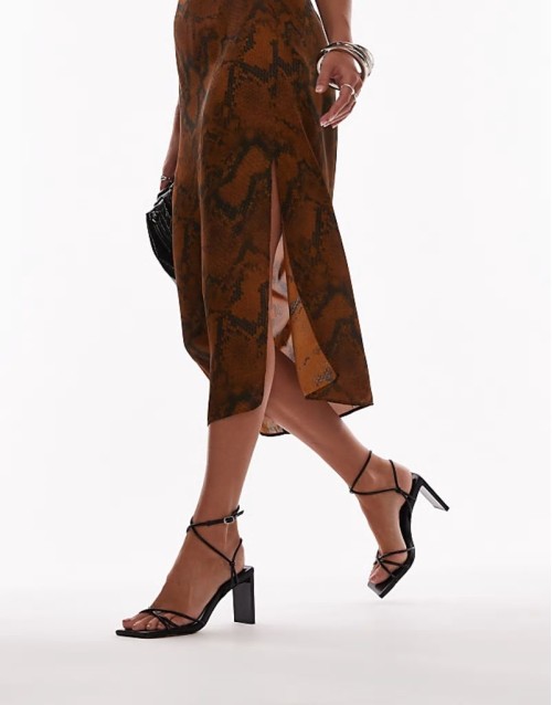 Wide Fit Georgina strappy heels in black