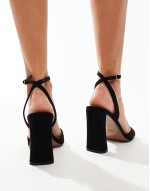 Wide Fit Noah barely there block heeled sandals in black