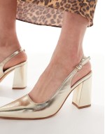 Hogan block heeled shoes in gold pu