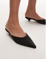 Dakota court kitten heel shoe in black satin