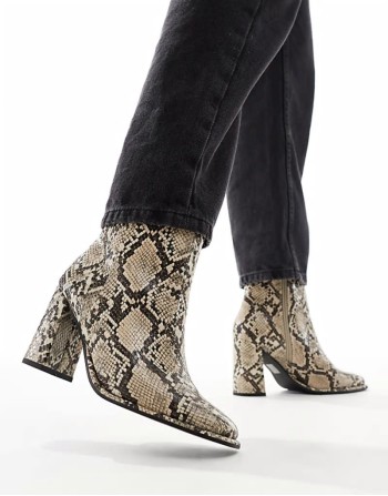 Maddie block heel ankle boot in snake