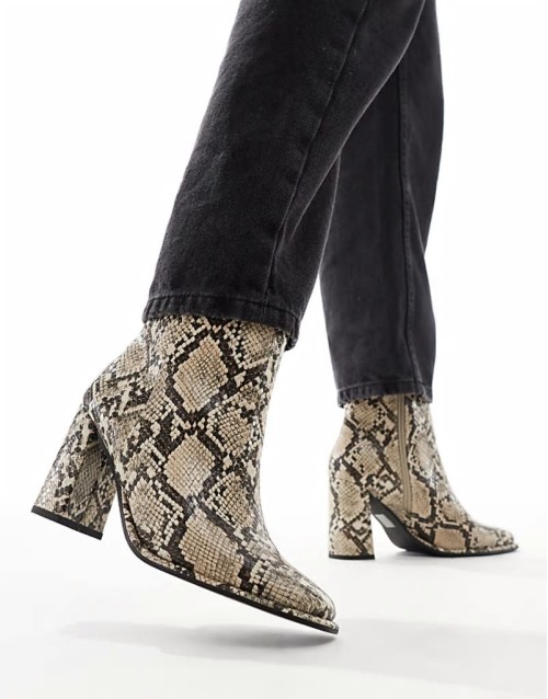 Maddie block heel ankle boot in snake