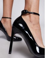 Priscilla round toe court shoes in black patent