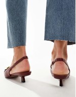 Shade chain detail slingback kitten heeled shoes in burgundy