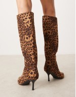 suedette knee boot in leopard print