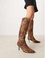 suedette knee boot in leopard print