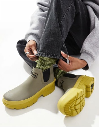 Nimbus wellington boots in dusky green/limeade