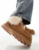 Real Sheepskin Zip Up Ankle Boot in Chestnut