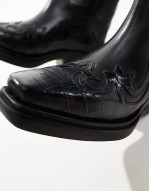 Dora western knee boots in black leather