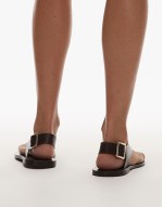 leather strap sandal with buckle in brown