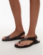 leather strap sandal with buckle in brown