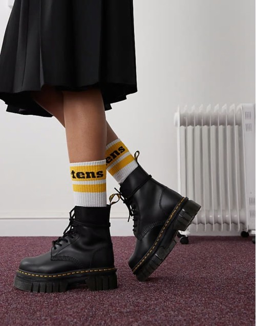 Audrick 8 eye lace up boot with chunky sole in black
