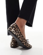 satin key hole ballet flat in leopard print