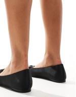 Lilah embellished heart pointed ballet flats in black