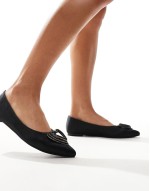 Lilah embellished heart pointed ballet flats in black