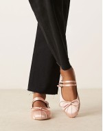 Idol mary jane ballet flats in blush satin