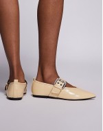 pointed buckle detail ballet shoe in butter yellow
