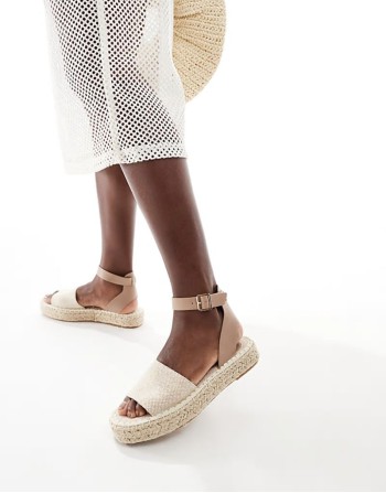 jute flatform sandals  in taupe