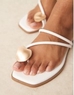 toe thong flat sandals in white