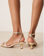 Heart Throb barely there kitten heel sandals in gold