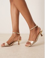 Heart Throb barely there kitten heel sandals in gold