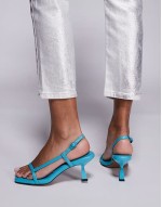 Hattie minimal mid heeled sandals in turquoise